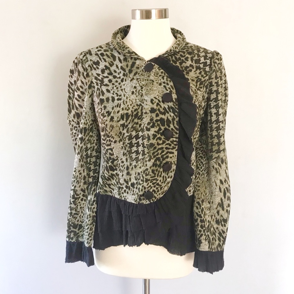 3 Sisters Leopard Print Ruffle Jacket
